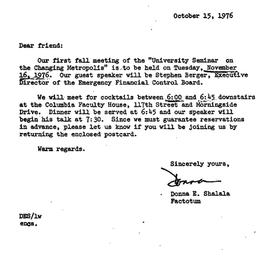 Announcements, 1976-10-15. ...