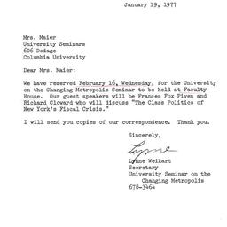 Correspondence, 1977-01-19....
