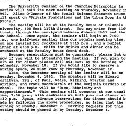 Announcements, 1992-11-05. ...
