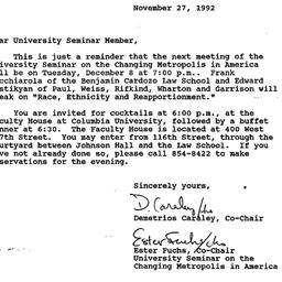 Announcements, 1992-11-27. ...