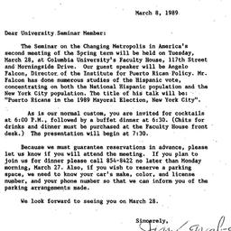 Announcements, 1989-03-08. ...