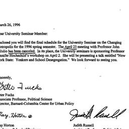 Announcements, 1996-03-26. ...