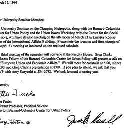 Announcements, 1996-03-12. ...