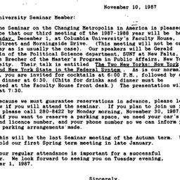 Announcements, 1987-11-10. ...