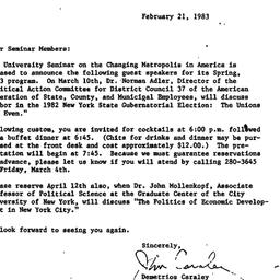 Announcements, 1983-02-21. ...