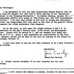 Announcements, 1972-10-09. ...