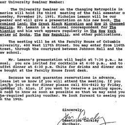Announcements, 1991-10-22. ...