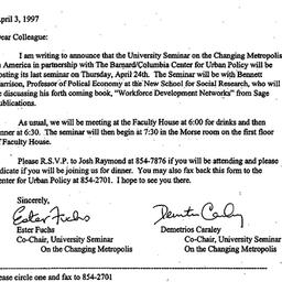 Announcements, 1997-04-03. ...