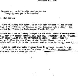Announcements, 1977-11-21. ...