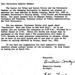 Announcements, 1985-02-06. ...