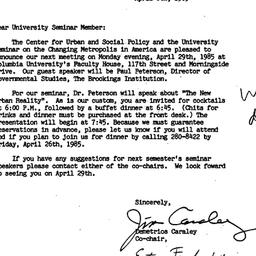 Announcements, 1985-04-08. ...