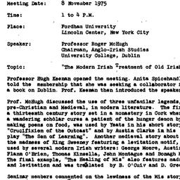 Minutes, 1975-11-08. Irish ...