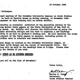 Announcements, 1986-10-18. ...