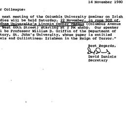 Announcements, 1980-11-14. ...