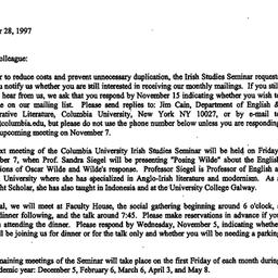 Announcements, 1997-10-28. ...