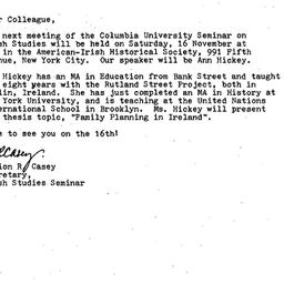 Announcements, 1985-11-06. ...