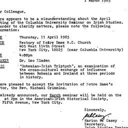 Announcements, 1985-03-01. ...