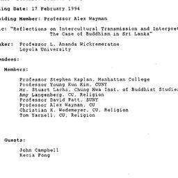 Minutes, 1994-02-17. Buddhi...