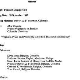 Minutes, 1993-11-18. Buddhi...