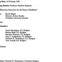Minutes, 1994-02-16. Buddhi...