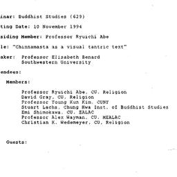 Minutes, 1993-11-10. Buddhi...