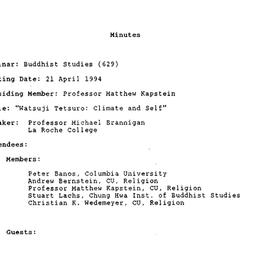 Minutes, 1994-04-21. Buddhi...