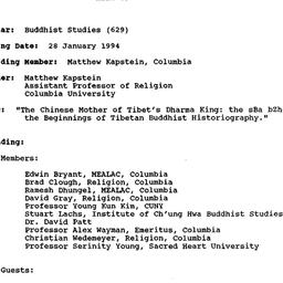 Minutes, 1994-01-28. Buddhi...