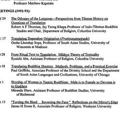 Schedules, Buddhist Studies...