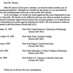 Correspondence, 1999-09-20....