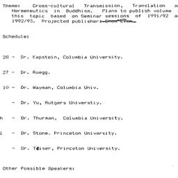 Schedules, Buddhist Studies...