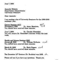 Correspondence, 2000-06-07....