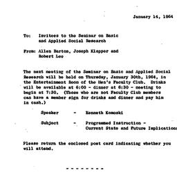 Announcements, 1964-01-14. ...