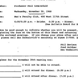 Announcements, 1968-11-20. ...