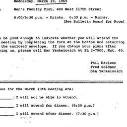 Announcements, 1969-03-19. ...