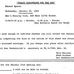 Announcements, 1969-01-15. ...
