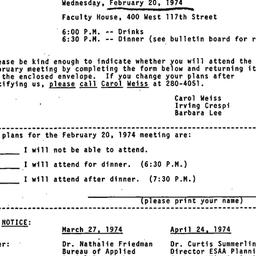 Announcements, 1974-02-20. ...