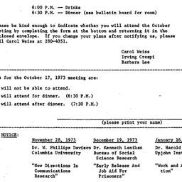 Announcements, 1973-10-17. ...