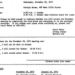 Announcements, 1973-11-28. ...