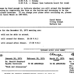 Announcements, 1973-12-19. ...