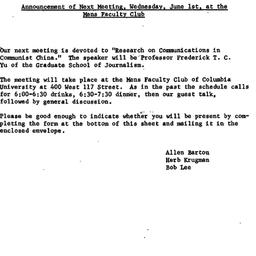 Announcements, 1966-06-01. ...