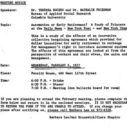 Announcements, 1977-02-09. ...