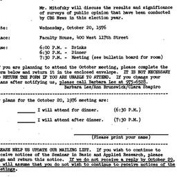 Announcements, 1976-10-20. ...
