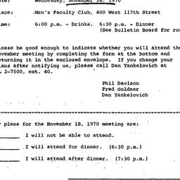Announcements, 1970-11-18. ...