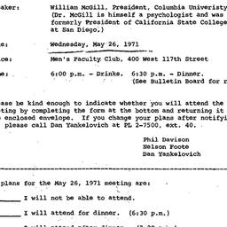 Announcements, 1971-05-26. ...