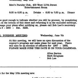 Announcements, 1966-05-10. ...