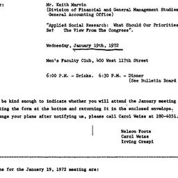 Announcements, 1972-01-19. ...