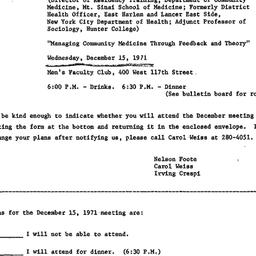 Announcements, 1971-12-15. ...