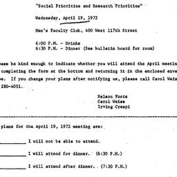 Announcements, 1972-04-19. ...