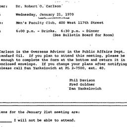 Announcements, 1970-01-21. ...