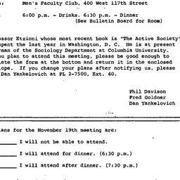 Announcements, 1969-11-19. ...